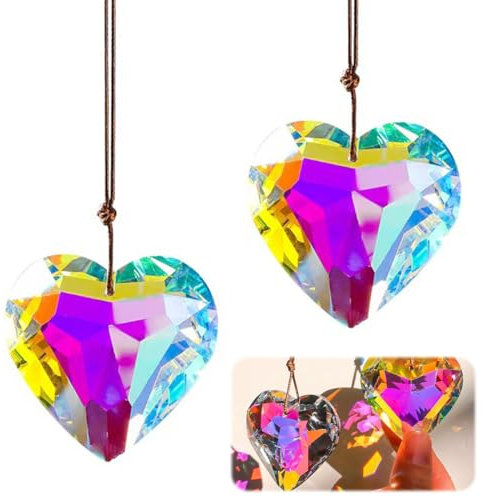 SIRLOMU 2 pezzi Acchiappa-Sole in Cristallo, sfera di vetro, Trasparente, Crystal da Appendere, Prisma Sfaccettato Sfera, cattura luce, decorazione finestra, regalo perfetto, fai da te, elegante