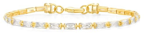 Titaniumcentral Tennisarmband für Damen Gold Armband Baguette-Schnitt Zirkonia Tennis Glitzer Armbänder für Frauen (Gold,7 inch)