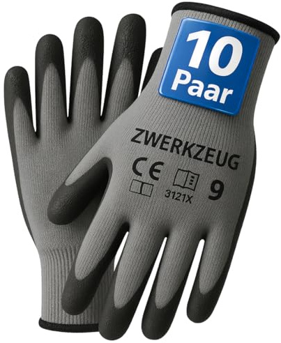 ZWERKZEUG 10 Paar Warme Arbeitshandschuhe für kalte Tage - Winter Bauhandschuhe mit Latex-Beschichtung - Thermo-arbeitshandschuhe Abriebfest - Herren Sicherheitshandschuhe (Allround, 8-M)