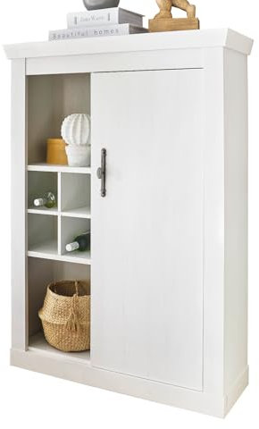 Furn.Design Kommode in weiß Pinie, Landhaus Highboard 105 x 146 cm, Soft-Close-Funktion, Fiastra