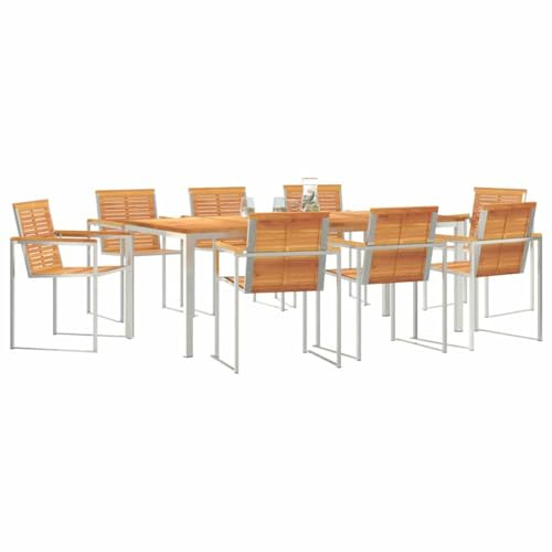 vidaXL 9-Piece Garden Dining Set Solid Acacia Wood Garden Table 200 x 90 x 74.5 cm Solid Acacia Wood
