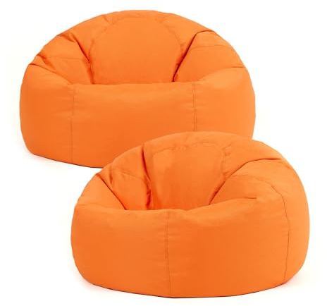 Bean Bag Bazaar Kingston Gaming Beanbag, Orange, 2 Pack, Garden Chair with Water Resistant Fabric, Bean Bag for Indoor Outdoor Use with Filling Included, Floor Chair, Garden Furniture, Outdoor Seating