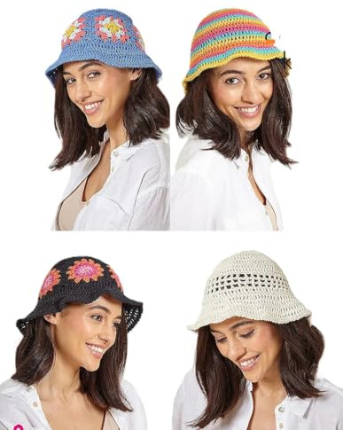 King Cole 6398 Crochet Pattern Double Knit DK Womens Bucket Hats