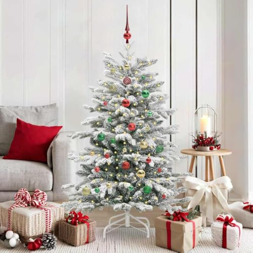 Albero di Natale artificiale pieghevole bianco 150 cm, materiale PE PVC, design moderno cono, luci LED bianco caldo, funzionamento USB, per interni ed esterni