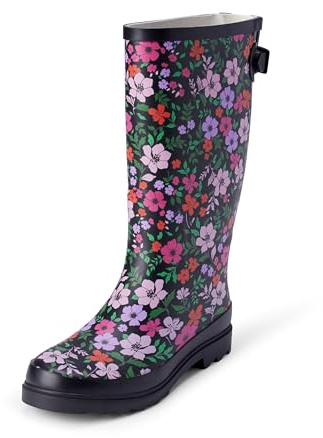 Amazon Essentials Bottes de Pluie Hautes et Imperméables Femme, Motif Floral Rose, 39.5 EU