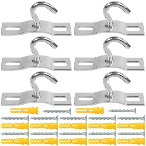 AddLotLot 6 ganci da soffitto resistenti, ganci per lampadari, ganci in metallo, per appendere cestini, viti, per lampade europee, ventilatori da soffitto, lanterne, cesti di fiori, supporto
