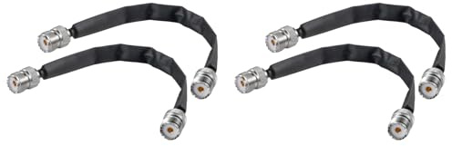 Tumintu 4 Stück Tür-/Fensterdurchführung, Flaches Koaxialkabel, 50 Ohm, SO239, UHF-Buchse auf UHF-Buchse, Pigtail-Kabel