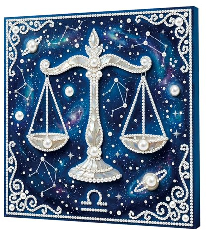 Aukojoy DIY Libra Perlenmalerei Set 25x25 cm mit Rahmen für Zuhause, Wanddekoration, Geschenk