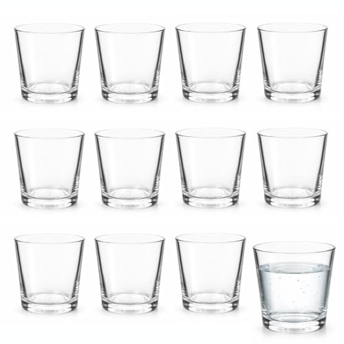 Generico Set di Bicchieri da Acqua in Vetro Trasparente 6-12 Pezzi – Bicchieri Resistenti e Lavabili – Perfetti per Acqua, Bibite e Cocktail – Design Classico (12) -104524