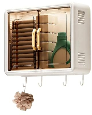 WKZSXXMJ Badezimmerschrank Wandmontage Ohne Bohren,Badschrank mit 2 Tueren und Verstellbaren Ablagen,Hängeschrank Bad Aus Kunststoff für Kosmetik(39 * 31)