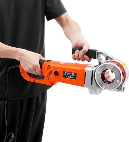 Filettatrice elettrica per tubi, 2300 W, con 6 ganasce filettate da 1/2-2, robusta lega di alluminio + valigetta, per sanitari, riscaldamento e officina
