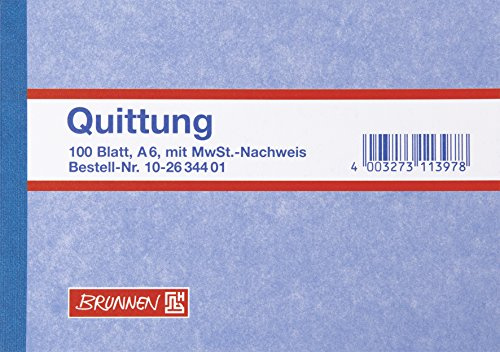 Brunnen 102634401 Quittungen, A6 quer, 100 Blatt mit Ausweis der Mehrwertsteuer