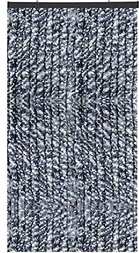 Rideau, Tissu, Meliert blau - weiß - silber, 90x220 cm