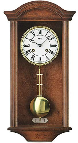 AMS - Regulator mit Pendel - Holz Nussbaumfarben - Pendeluhr - Armband - Braun - Unisex - Retro - Angelhaken - Wristband