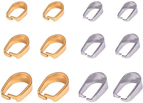 PandaHall 120 stücke 6 Größen Silber & Goldene 304 Edelstahl Snap On Kautionen Anhänger Kautionen Anschlüsse für DIY Schmuck Baumeln Perlen Charms Machen