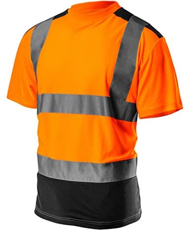 NEO TOOLS Profi Warnschutz T-Shirt Kurzarm Arbeitsshirt Arbeits warnshirt reflektierende Zonen Warnshirt Arbeitshemd orange oder gelb S-XXL (orange, XL)