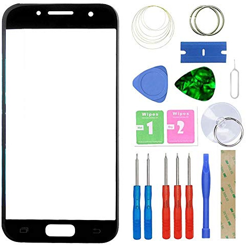 MovTEK Frontglas für Samsung Galaxy A3 2017 A320 SM-A320F (Schwarz) Displayglas Ersatz Glas Reparatur Set mit Werkzeug