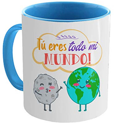 Kembilove Taza Graciosa Pareja - Taza de Desayuno Tú Eres Todo mi Mundo - Regalo Original de Taza de café con Frases graciosas - Regalo para Parejas, Enamorados, San Valentín