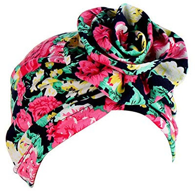 Asudaro Frauen Baumwollmütze Turban Hut Blume Kopftuch Beanie Cap Elastic Chemo Cancer Headwrap Haarausfall Hut Kopfbedeckung Muslimisches Chemotherapie-Kappe Afrikanischen Stirnband Haarschmuck Rosa