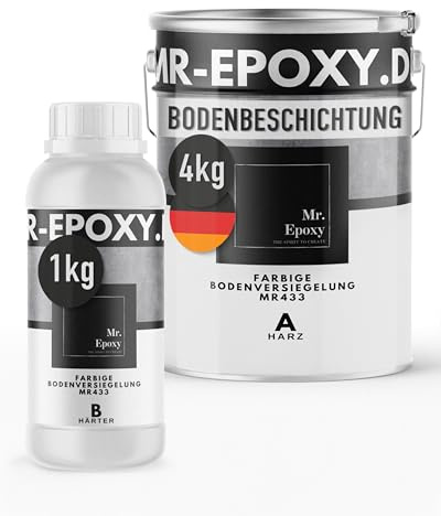 Mr. Epoxy Epoxidharz Bodenbeschichtung (5 kg, RAL 9016 Verkehrsweiß) | 2K Betonfarbe für Garagen, Keller & Werkstatt Boden - Flüssigkunststoff Epoxid Grundierung und Bodenversiegelung