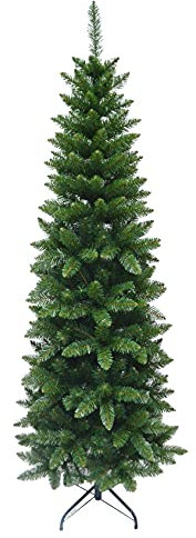 Maury's Albero di Natale Artificiale Extra Slim Sintetico Verde 210 cm con 687 Rami Folto Effetto Realistico Decorazione Natalizia Rami a Gancio