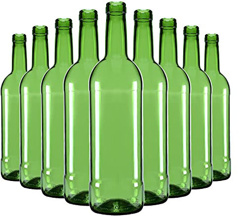 Superbutelki.pl - Juego de 30 botellas de vidrio Bordeaux 750 ml verdes con corcho – botellas vacías elegantes y reutilizables para vino, licor o decoración