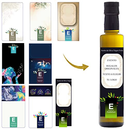 Pack Aceite de Oliva Virgen extra 250 ml Personalizada, Botellas Personalizadas, Regalos Orginales, Aceite Personalizado, regalo eventos, regalo bodas, Personalizados (12 Unidades)