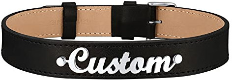 FOCALOOK Name Custom Necklace for Women, Black Choker Leather Rope Chain Personalised Names Collar Necklaces 15-17 inches