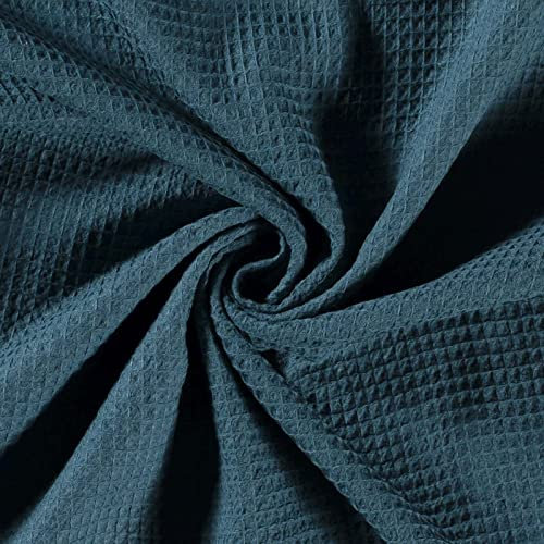 50x150cm Frottierstoff Waffelpiqué Baumwollstoff Oeko - Tex 100 Meterware am Stück Farbwahl, Farbe:petrol