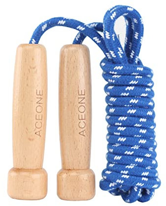 Skipping Rope Adult, Traditional Wooden Handle Jump Rope, Adjustable Rope Jumping Exercise for Men, Women and kids Home Fitness - 300CM/9.8FT