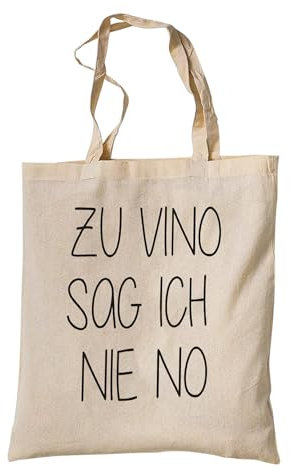 tradercat Jutebeutel bedruckt vintage, Lustiger Spruch, Stoffbeutel bedruckt zum einkaufen jutebeutel aesthetic als modisches Accessoire jutebeutel spruch, 100% Baumwolle, (Zu Vino sag Ich nie no)