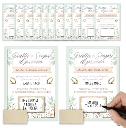 KAÏDENSÏ Gratta e Vinci Matrimonio Pastello - 24 Pz Gadget Lotteria Sposi - Giochi per Invitati