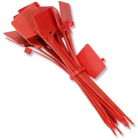 QSFPTEK (100 Pcs) 6 inch Red Nylon Cable Ties, Self-Locking Marker Cable Ties with Label, Multi-Use Cable Marking Ties
