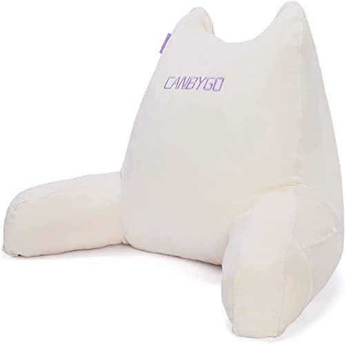 Wuke tree Lesekissen, Rückenkissen mit armlehnen, Memory Foam Sit Up Bettruhekissen Lesen & Arbeiten & Spielen,Waschbarer Bezug (Beige)