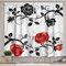 Ambesonne English Garden Long Kitchen Curtains, Abstract Backdrop Floral Rose Swirls Ivy Leaves Spring, Two Panels Drapes with Rod Pocket Room Decor, 55 X 45, Vermilion Grey