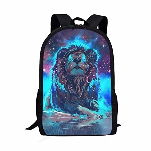 Binienty Jungen Mädchen Schultasche Schulrucksack Rucksack Schule Schulsachen für Kinder Große Kapazität Büchertasche Reise Tagesrucksack, löwe, Einheitsgröße
