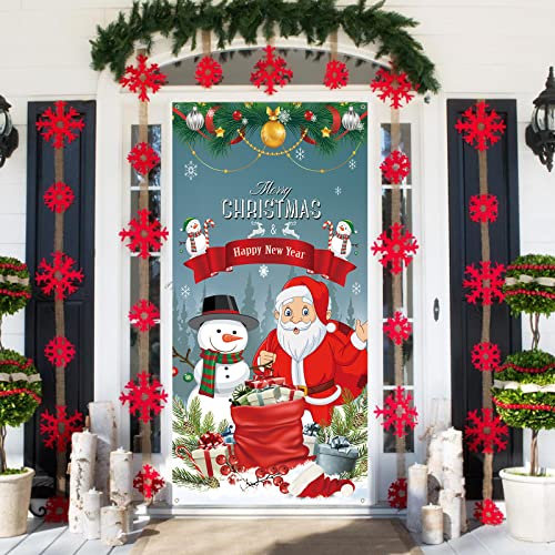 Banner Weihnachten, Grau Türdeko Weihnachten Banner, Weihnachtsmann Schneemann Hintergrund Banner, Weihnachten Frohes Neues Jahr Tür Hängen Banner für Haus Wand Veranda Tür Weihnachtsfeier Deko