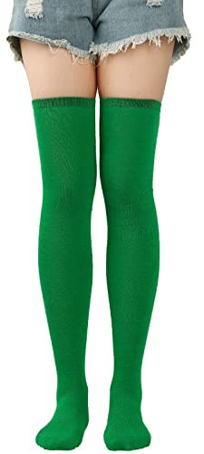 Completo Sposa Calzini Lunghi da Donna Calzini di Colore Calzini Alti sopra Il Ginocchio Calzini Festival Natale Inverno wojonifuiliy01 (Green, One Size)