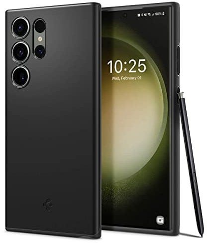 Spigen Thin Fit Hülle Kompatibel mit Samsung Galaxy S23 Ultra 5G -Black