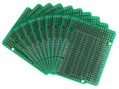 QEBIDUM Prototyping Board, PCB Prototype Board, Protoboard Double Sided Perforated 2.54mm Pitch Soldering Breadboard Circuit Perma Proto Boards for Arduino UNO R3 Shield DIY Electronic Projects (10)