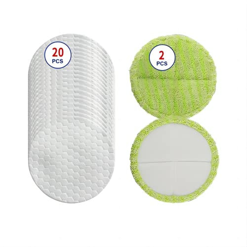 Szxtdzsw Compatible with Samsung Bespoke Jet 90/75 / 70 Pet Cordless Vacuum Cleaner,20 Pack -Spraying Rotary Brush Vacuum Mopping Dry Paper Towels，White,2 Mop Pads.
