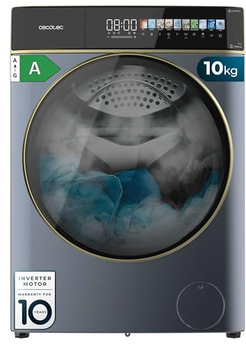 Cecotec Lavadora 10 Kg Carga Frontal Autodosis Bolero DressCode 10900 Autodose Inverter FullColor Ice Blue A. 1400RPM, Bajo Consumo, Pantalla FullColor 10,3, 11 Programas, Motor Inverter Plus