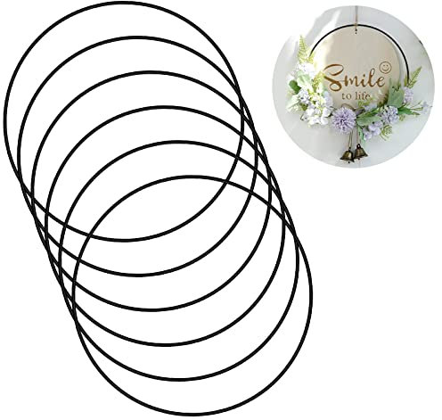 TMBMLPP 6 Stück Metallringe zum Basteln, Metallring Schwarz 25 cm, Kranz Ringe, Deko Ringe, Traumfänger Gross, Makramee Ringe, für DIY Floral Hoop, Traumfänger, Hochzeitskranz, Wandbehang Handwerk