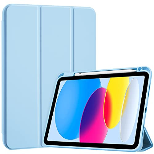 ProCase Funda para iPad 10ª Gen 2022 10,9 (A2696 A2757 A2777) y iPad (A16) 11ª Gen 11 2025 (A3355 A3356), Capa Protectora Ultra Delgada Smart Folio con Soporte y Auto-Sueño/Activación - Cielo Azul
