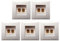 5X Wall Socket Adapter with 2 Speaker Banana Plug Compatibility, White