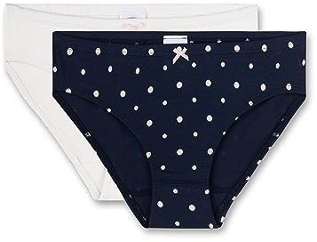 Sanetta Mädchen-Rioslip (Doppelpack) dunkelblau & Off-White Dots | Hochwertige und nachhaltige Unterhose für Mädchen aus Baumwolle. Inhalt: 2er Set Unterwäsche für Mädchen