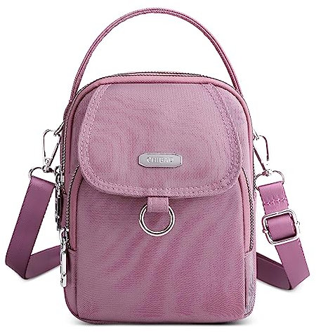 FORRICA Handy Umhängetasche Damen Handytasche zum Umhängen Wasserdicht Handtasche Frauen Schultertasche Kleine Crossbody Tasche mit Kopfhöreranschluss Rosa A
