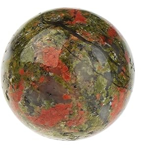 NKlaus Kugelform aus natürlichem Unakit Epidot-Feldspat, 30mm, 1 Stück | Edelstein; Heilwirkung