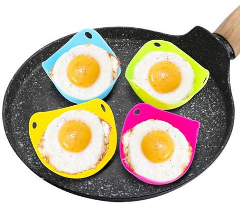 XCWTBL Pocheuse à Oeufs En Silicone Cuit Oeuf Micro Onde, 4 Cuiseurs De Cuisine Antiadhésifs Avec 1 Brosse Huile Pour Ustensiles Cuisine, Vapeur, Fours Micro-ondes, Multicolore