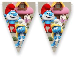 BeenSmile, BANDERIN Schlümpfe Wimpel Wimpel für Kinder, Kindergeburtstag Dekoration, Partyartikel, Feier und Jubiläum, 1 Stück, 3M